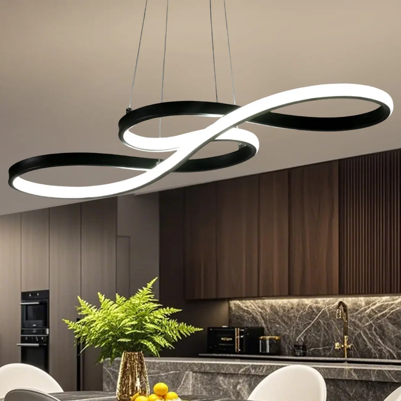 Modern White Linear LED Island Pendant Light with Multi Dimming