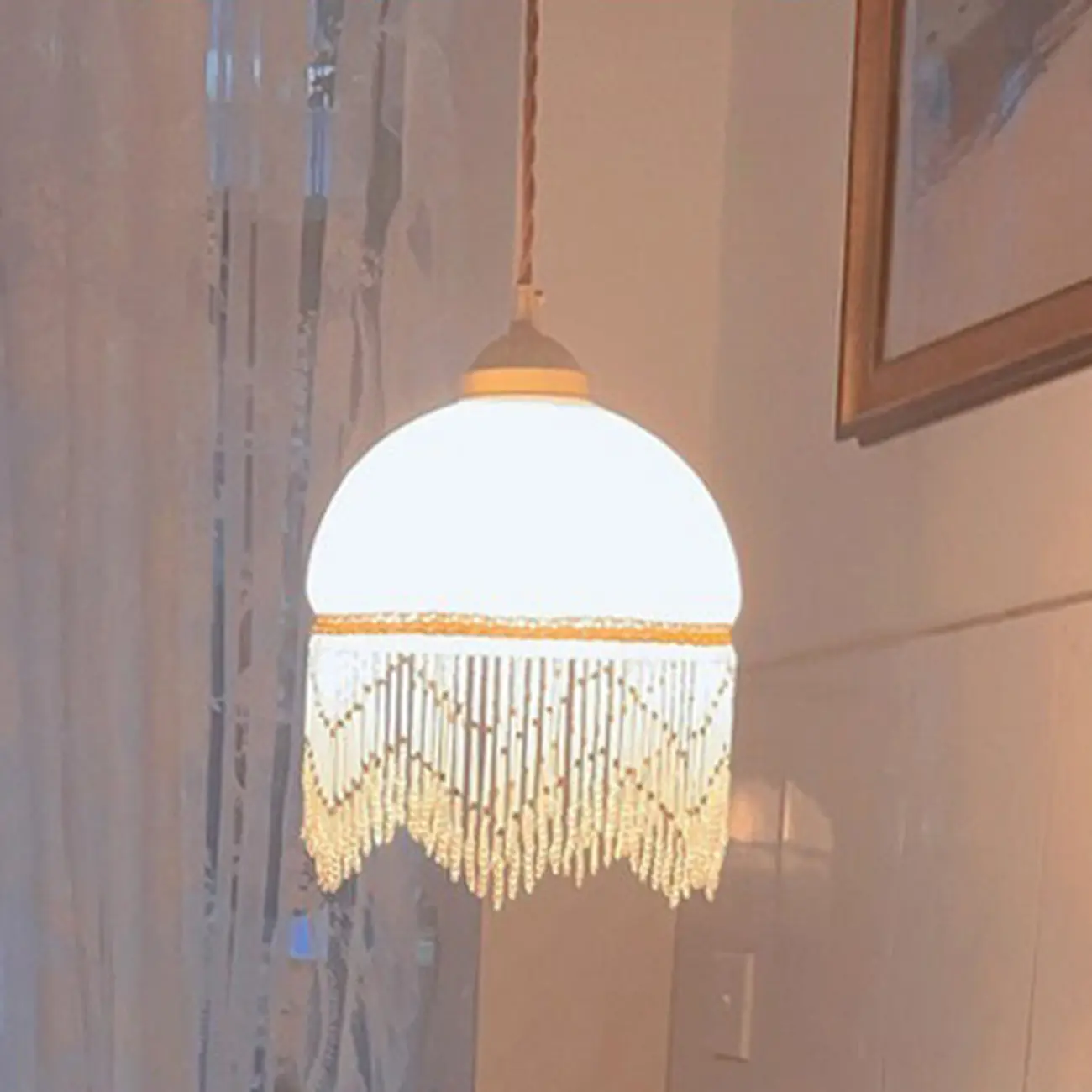 Modern Yellow Glass Dome Tassels Pendant Light