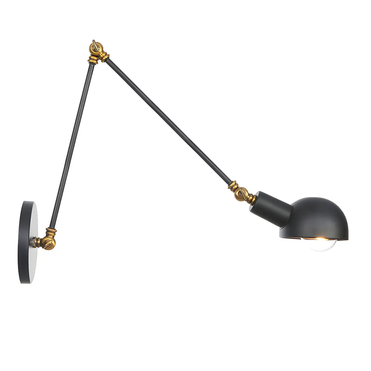 Adjustable Industrial Dome Swing Arm Wall Light