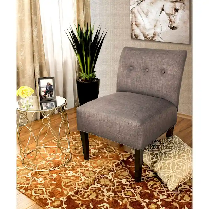 Samantha Button Tufted Ikat Accent Chair for Living Room
