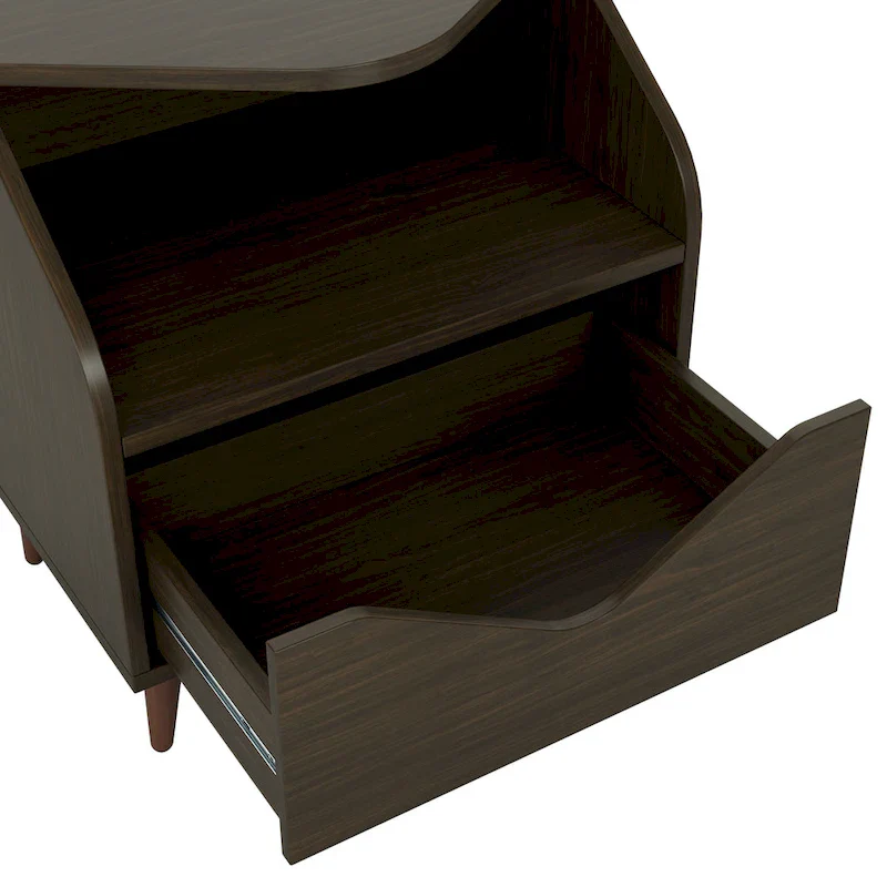 DH BASIC Mid-century Modern 20-inch 1-Shelf and 1-Drawer End Table by Denhour