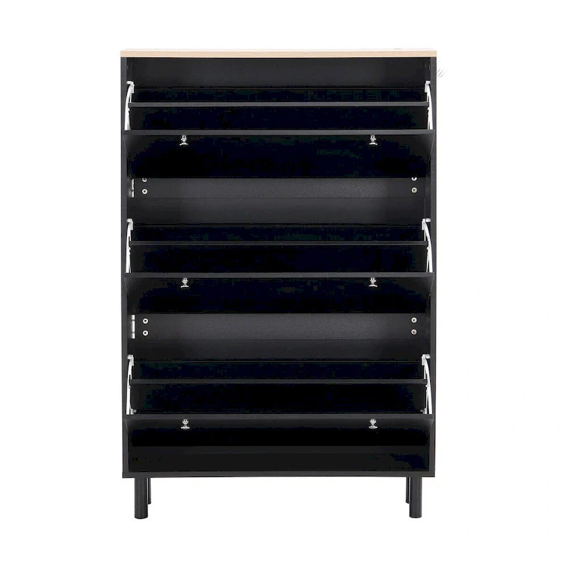 Narrow Design Shoe Cabinet with 3 Flip Drawers, 3 Hooks