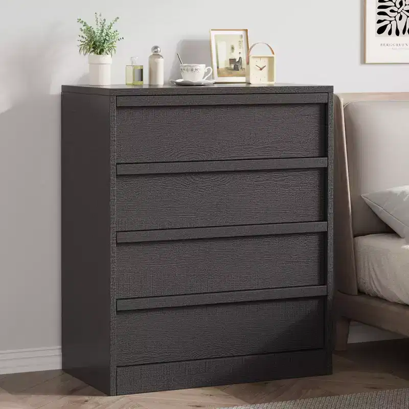 4-Drawer Nightstand for Bedroom, 39 Tall Small End Side Table w/ Anti-Tip Safety, Modern Large Storage Organizer Dresser for Living Room