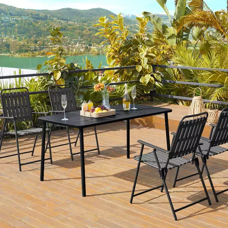 Yaheetech Patio Dining Table for Garden, Patio, Pool Deck, Lawn, Courtyard Black