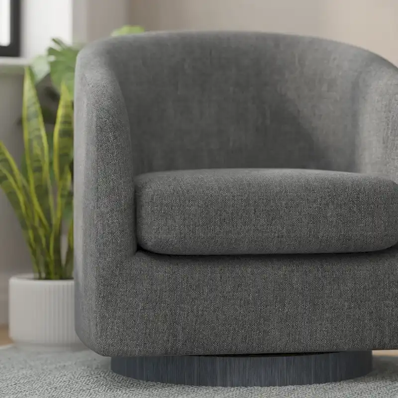 Barrel Accent Chair with 360 Swivel Vinyl Wrapped Base