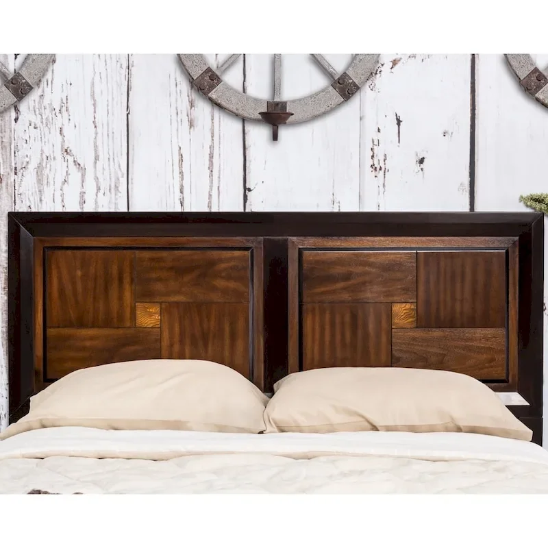 Furniture of America Wigh Rustic Walnut Solid Wood Panel Bed