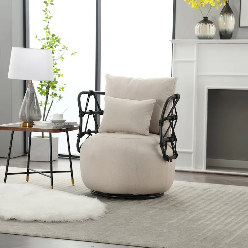 Upholstered Accent Chair with Metal Base