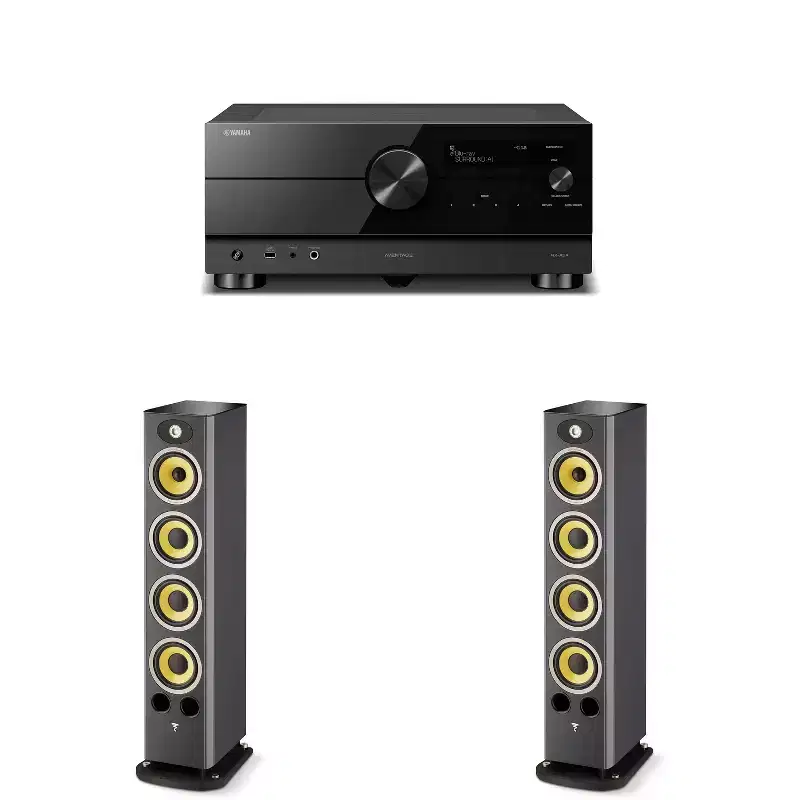 Focal Aria K2 936 Ash Grey (Limited Edition) 3-Way Floorstanding Audiophile Tower Speaker - PAIR, with AVENTAGE RX-A6A 9.2-channel home theater rec...