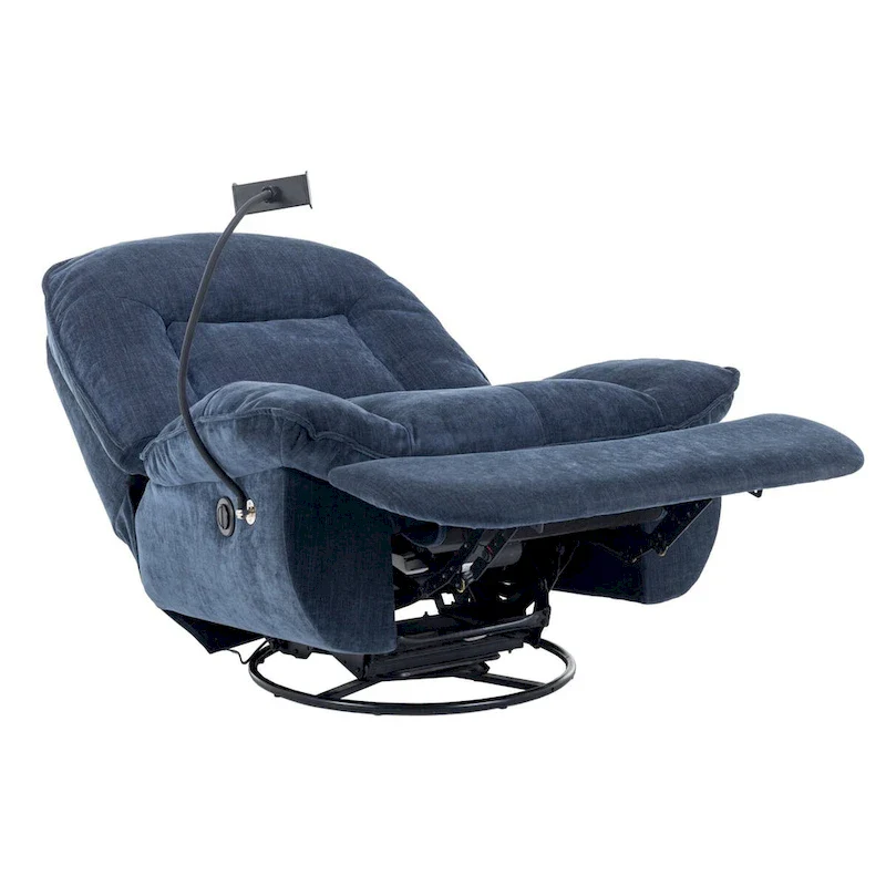 Bronzing fabric swivel recliner with mobile phone bracket