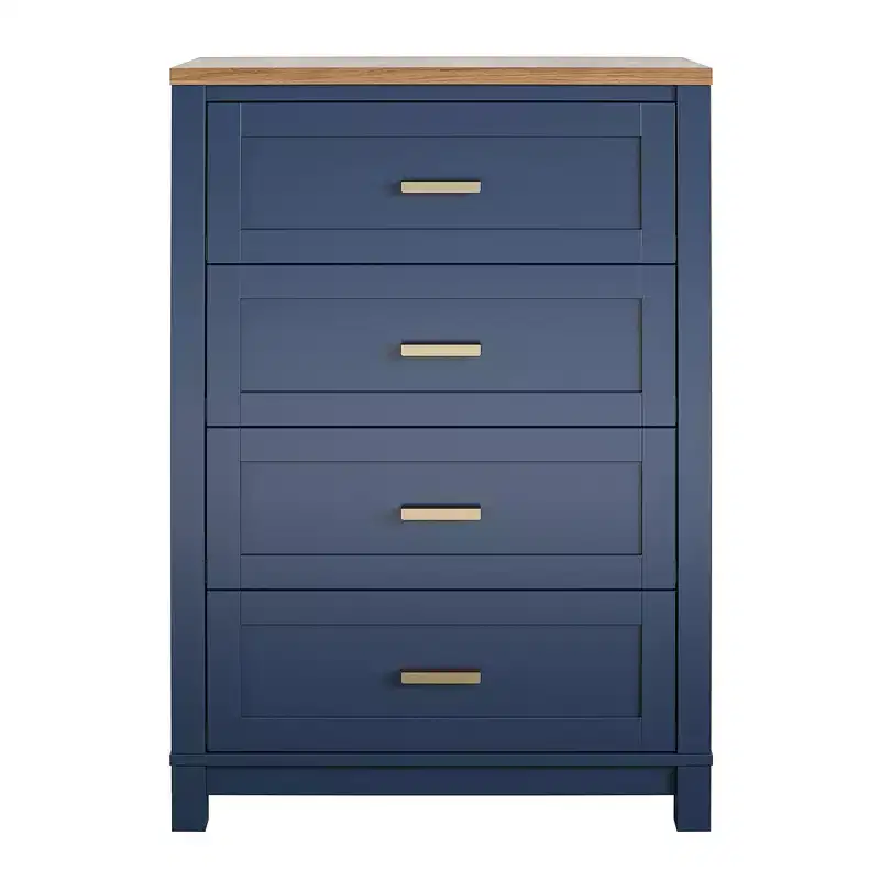Armada 4-Drawer Dresser, Navy with Walnut Top