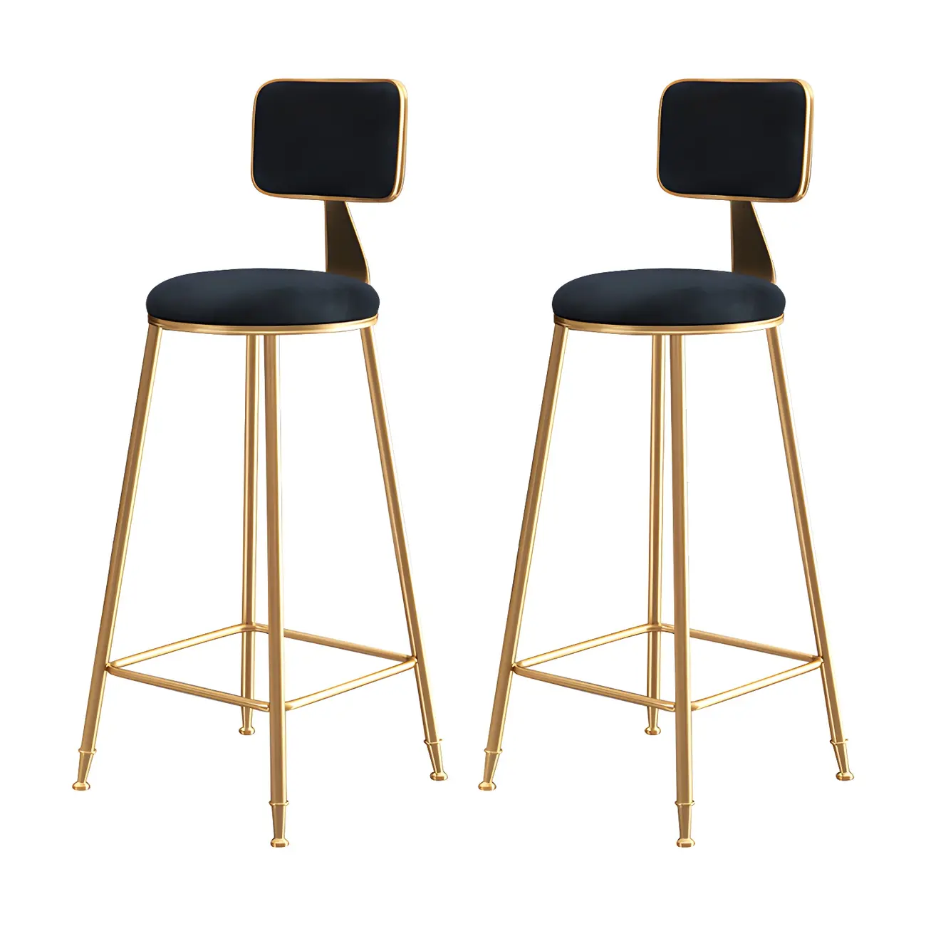 Round Velvet Upholstered Counter Bar Stools