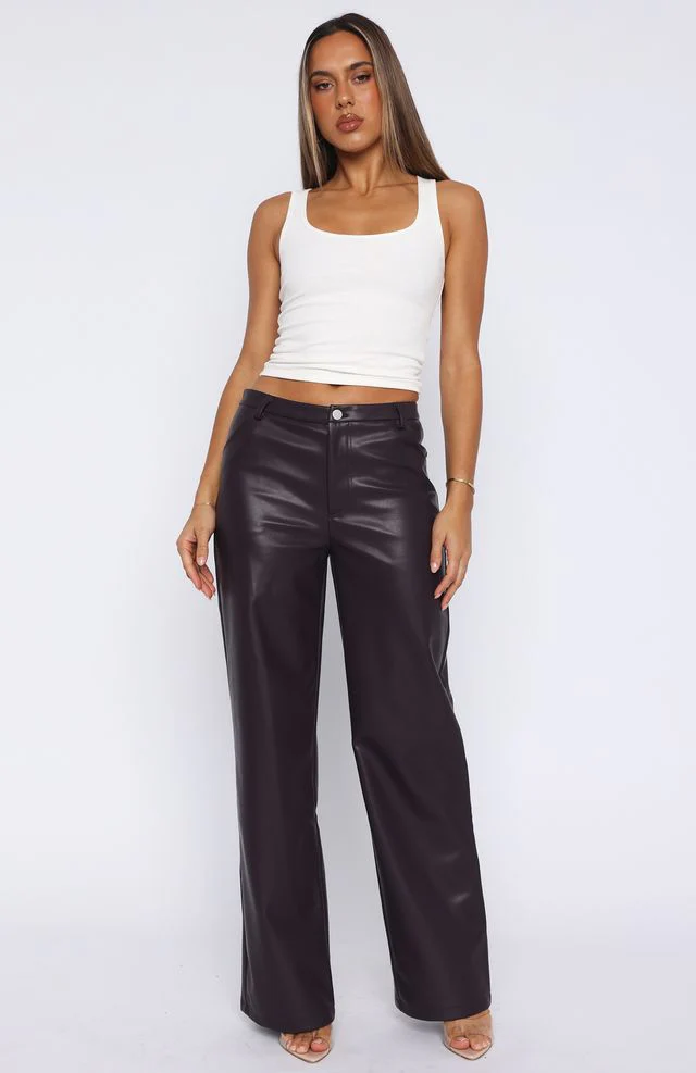 Life Affair PU Pants Deep Mauve