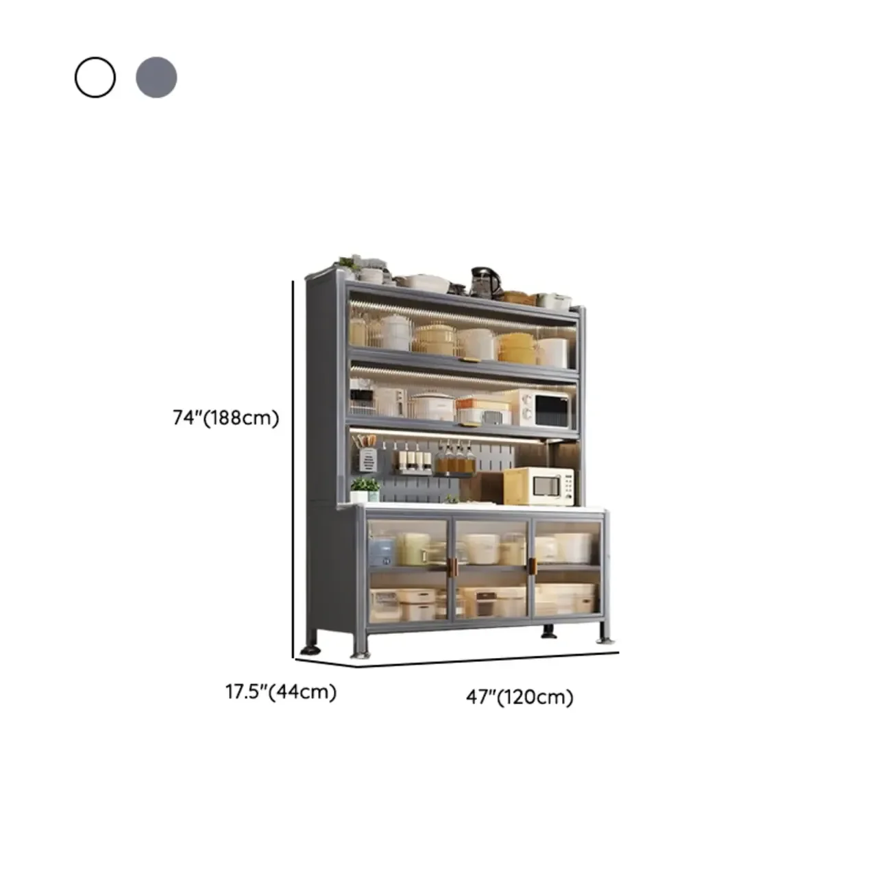 Modern Metal Buffet with Stone Countertop Narrow Design