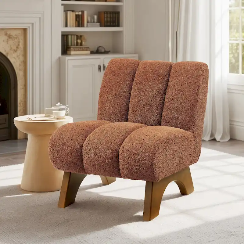 Modern Wood and Fabric Accent Sofa Chair