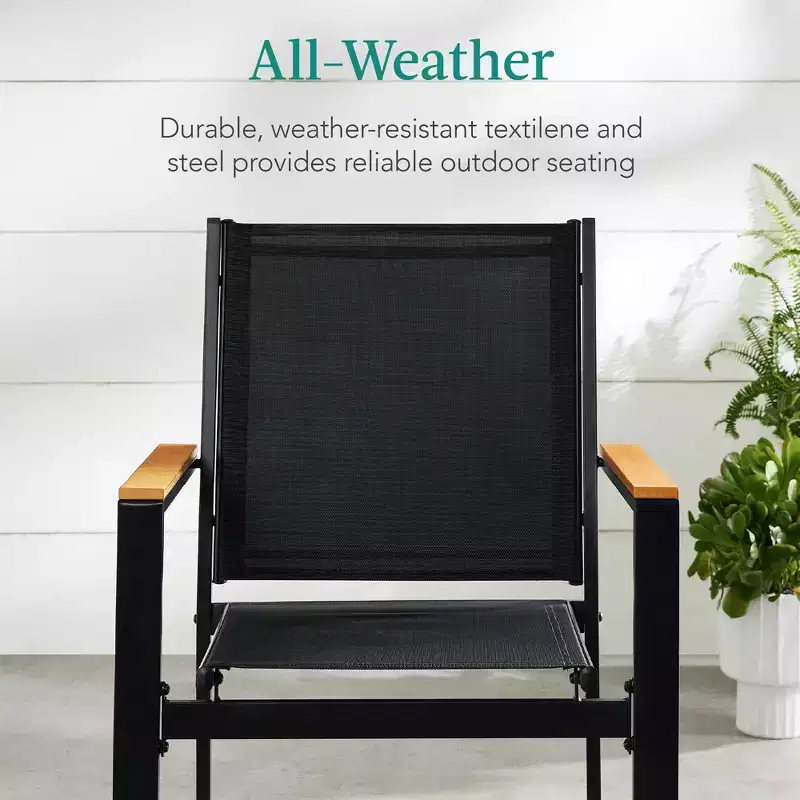 Best Choice Products Set of 2 Textilene Chairs, Conversation Dining Accent Furniture w/ Armrests