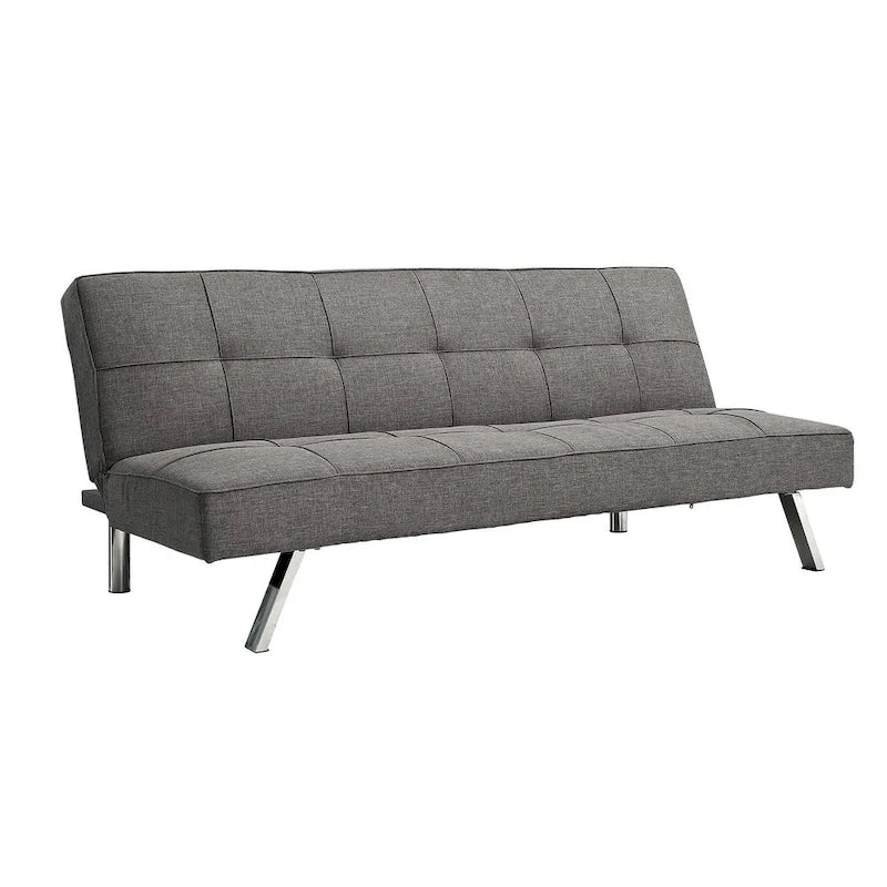 Metal Frame Futon Sofa Bed with Stainless Steel Leg - 32.30 x 68.90 x 29.15