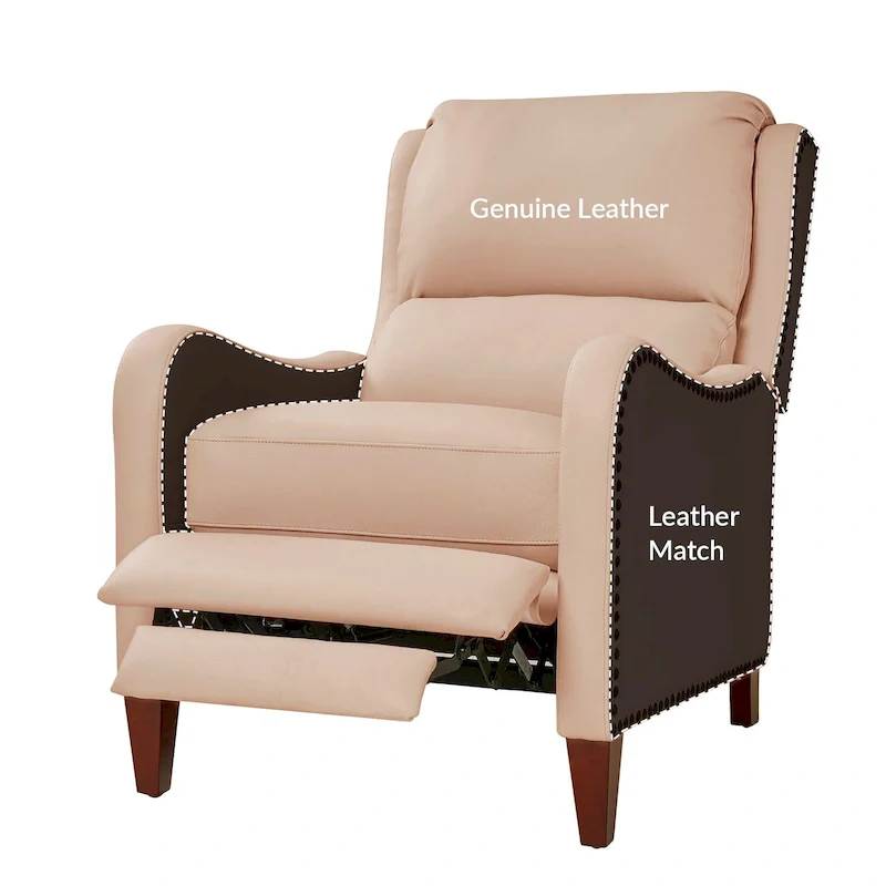 Brigida Modern Genuine Leather Nailhead Trim Recliner with Adjustable Footrest Set of 2 by HULALA HOME