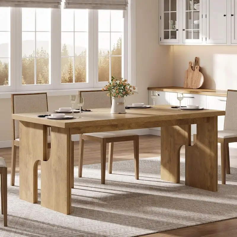 63  Dining Table Rectangle Kitchen Table with Modern Aesthetic Legs