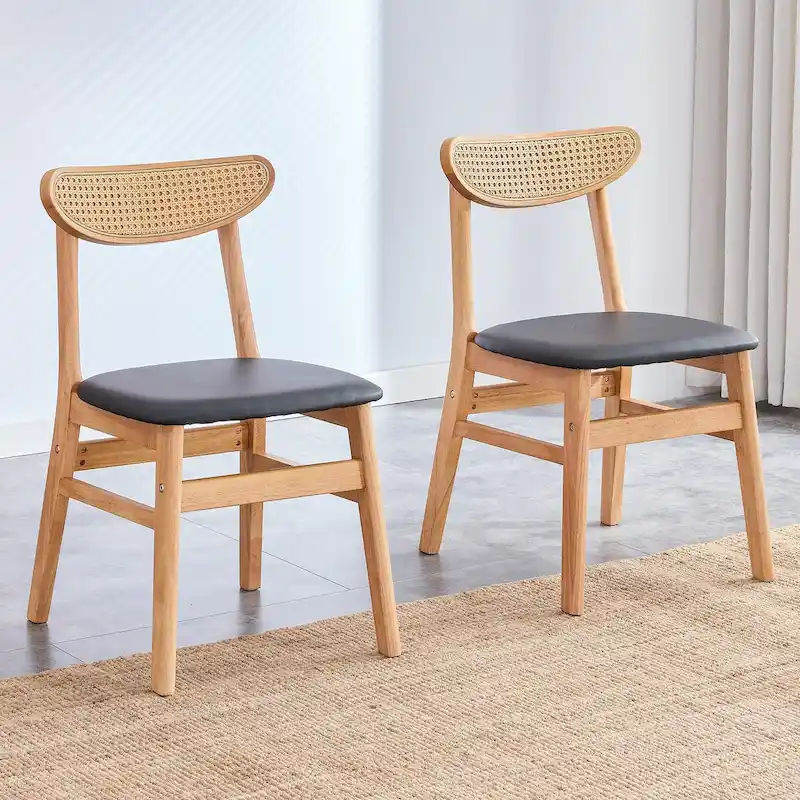 The stylish and durable solid wood dining chair, small curved back, PU cushion, and beautiful shape match with any room