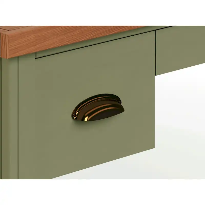 Two-Tone Writing Desk with Bronze Hardware - 53 Inch