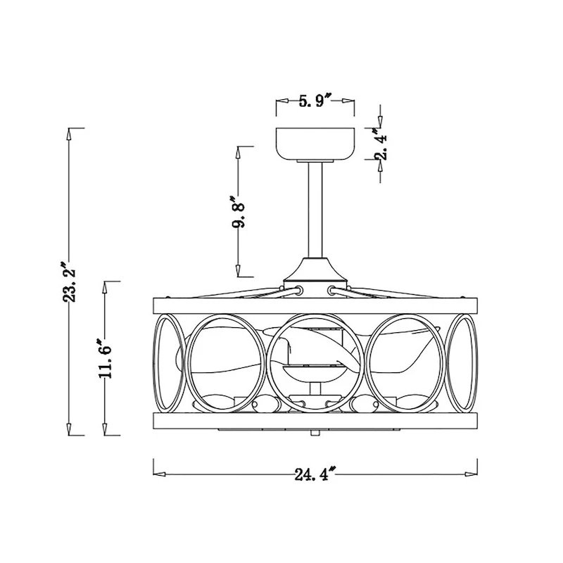 Ofelia 24-inch Chrome and Faux Wood 6 Lights 3 Blades Lighted Ceiling Fan with Remote