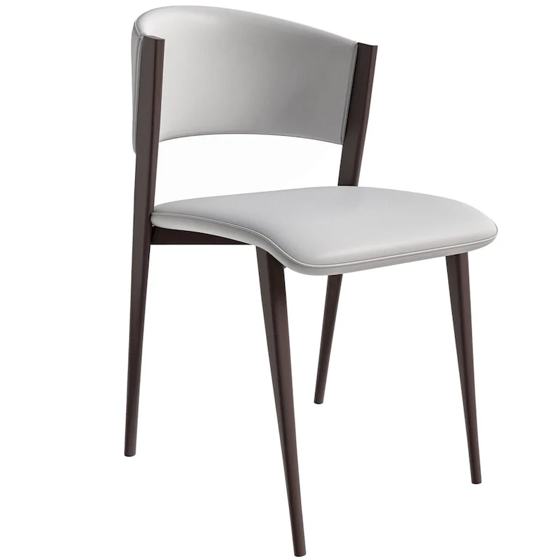 Dining Chair - Black Leather - Metal Legs