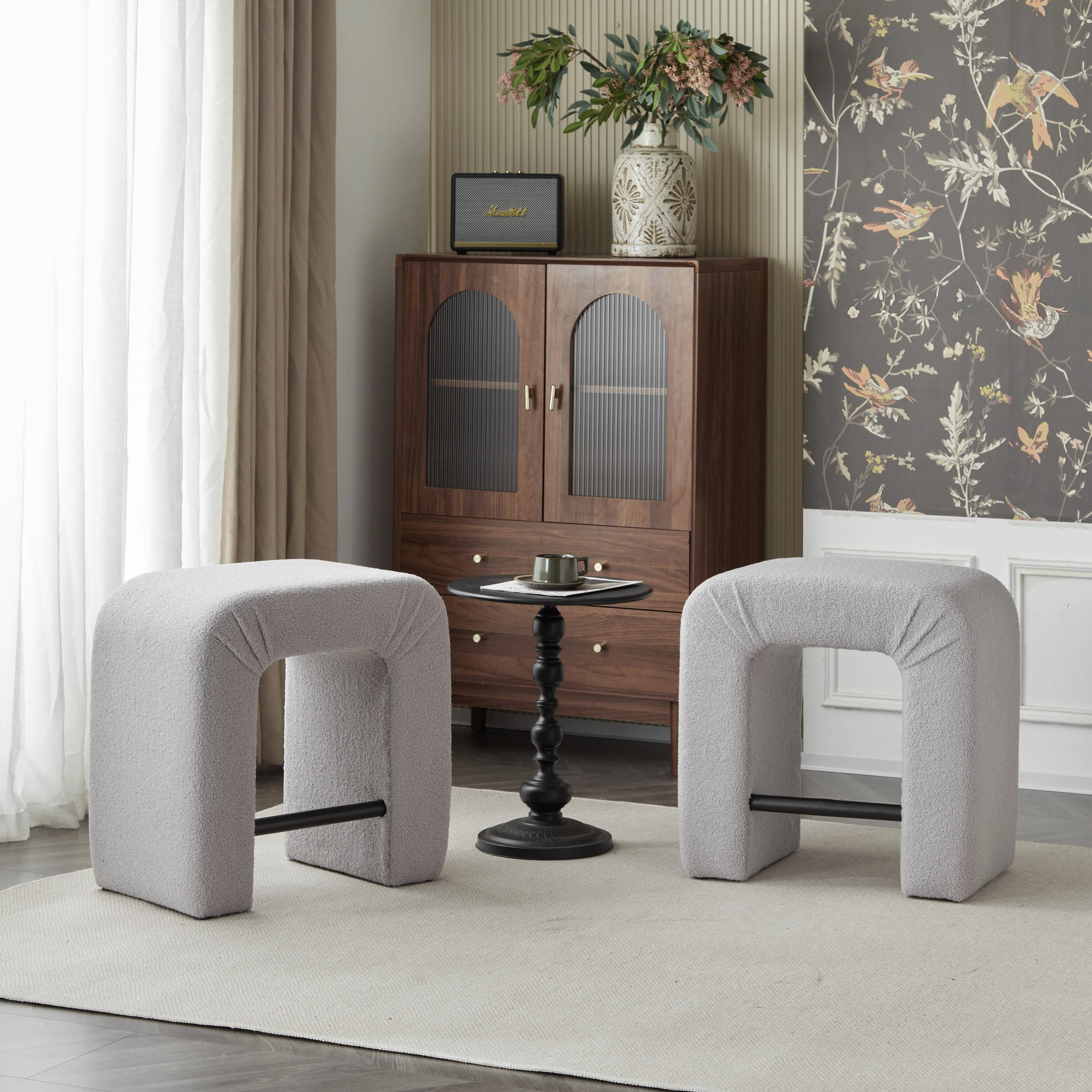 Set of 2 Modern Inverted U-Shape Bar Stools