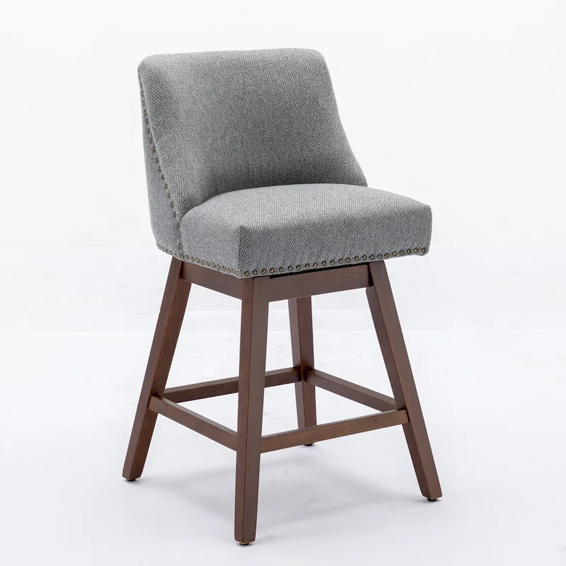 Counter Height Swivel Barstools, 26 H Seat Height Upholstered Bar Stools Set of 2, Fabric