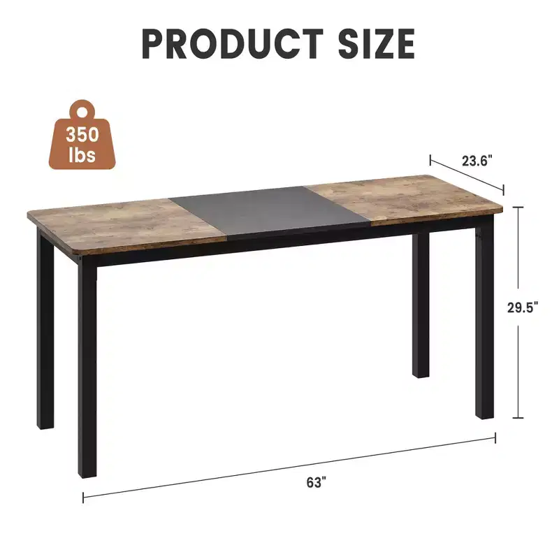 Whizmax 63Inch Computer Desk, Large Office Desk with Metal Frame, Modern Gaming Desk, Sturdy Writing Workstation for Study, Home Office, Bedroom