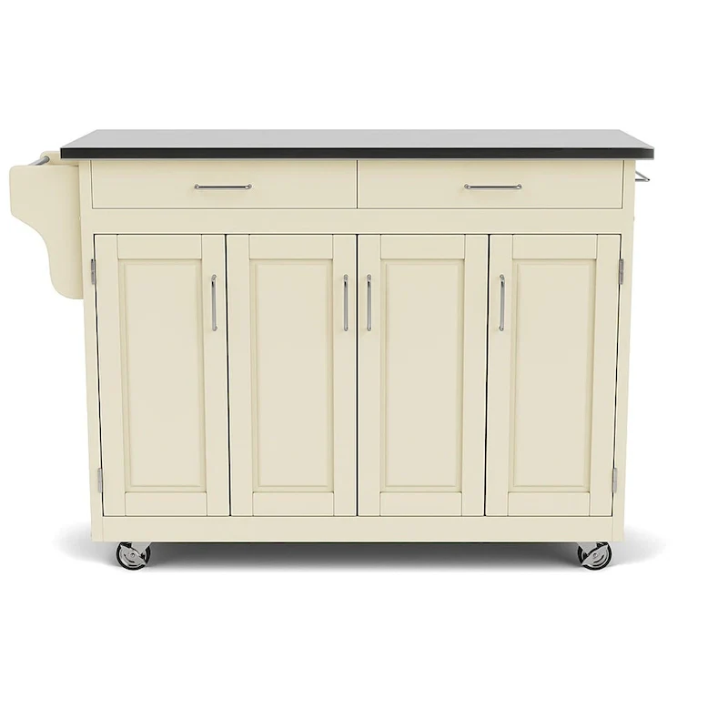 Copper Grove Puff Island White Finish with Stainless Steel Top Kitchen Cart