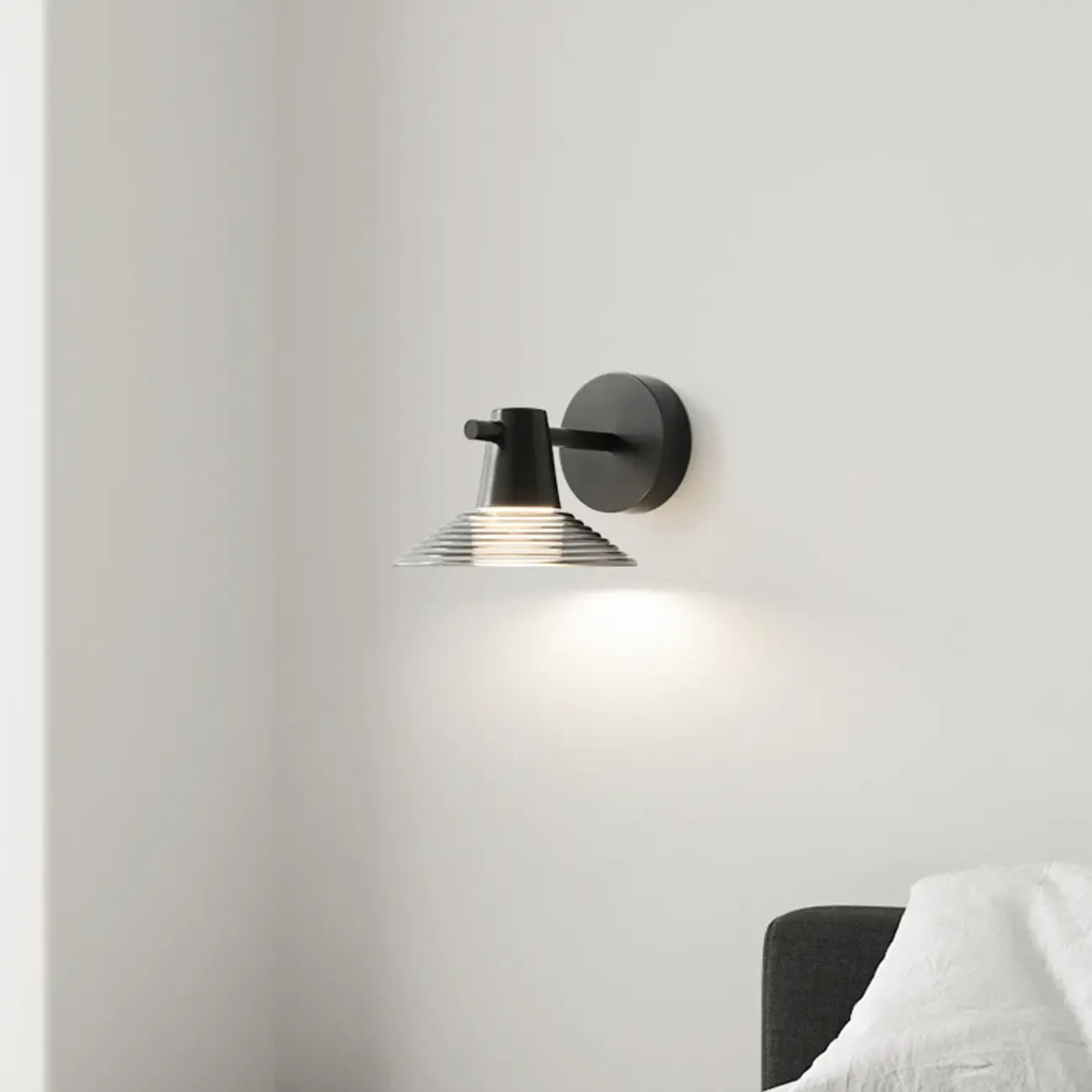 Minimalist Whorl Glass Cone Shade Wall Sconce