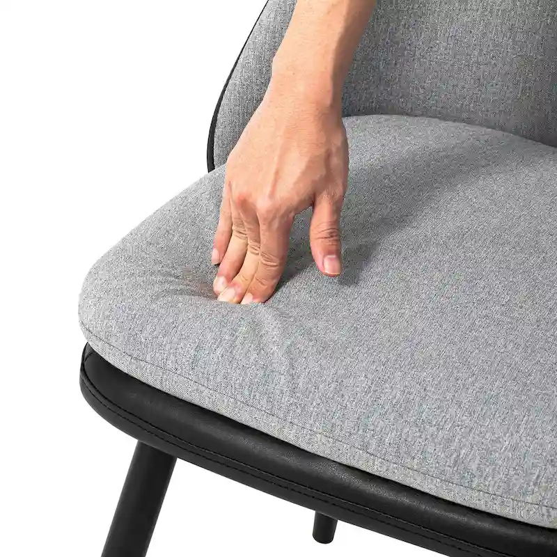 Glitzhome Set of 4 Mid-Century Leatherette Stitched Dining Accent Armchairs