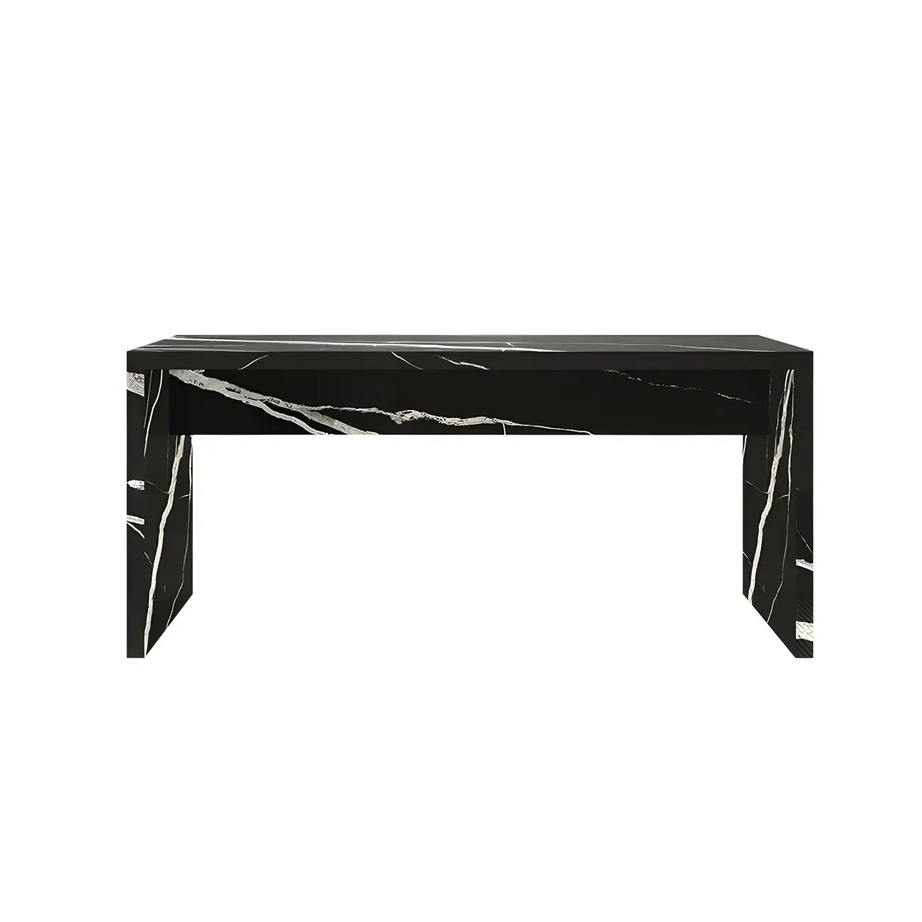 Elegant Black Marble Double Pedestal Bar Table