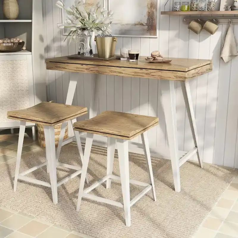 Kaylen Modern 3-Piece Steel Legs Counter Height Table Set by Furniture of America