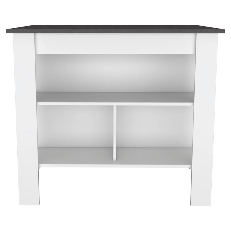 Rockaway 3-Shelf Kitchen Island White and Onix