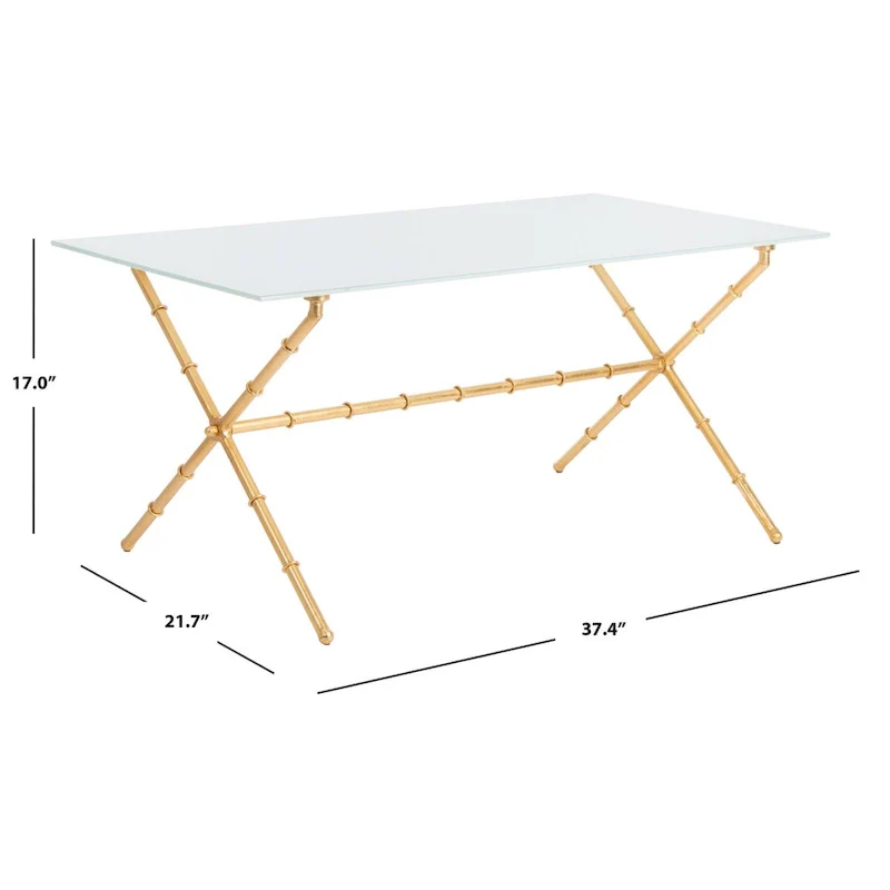 SAFAVIEH Treasures Jocelyn Bronze-Ish Silver/ Glass Top Accent Table - 37.4 x 19.7 x 17