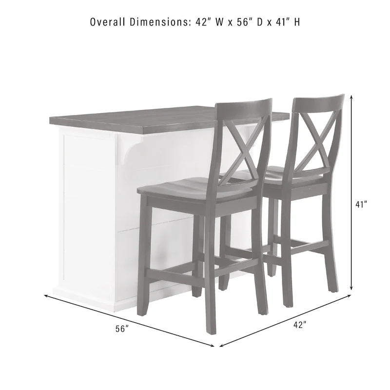 Crosley Bartlett Wood Top Kitchen Island W/X-Back Stools