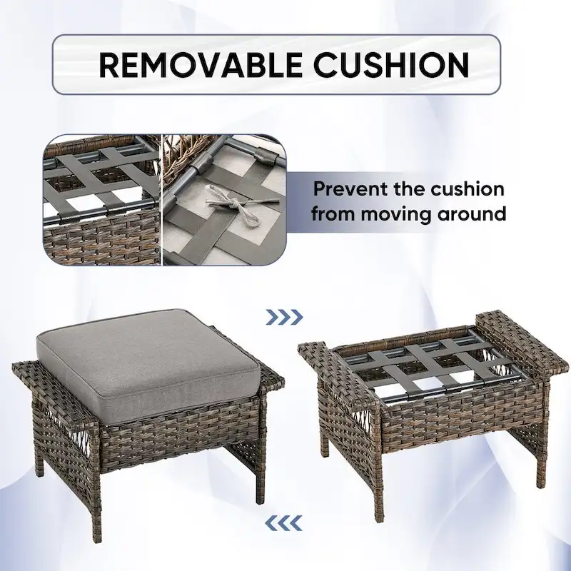 High Back Sofa and 2 Chairs, 2 Ottomans Coffee Table - Brown