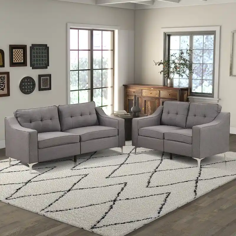 Fabric Loveseat and Sofa Set