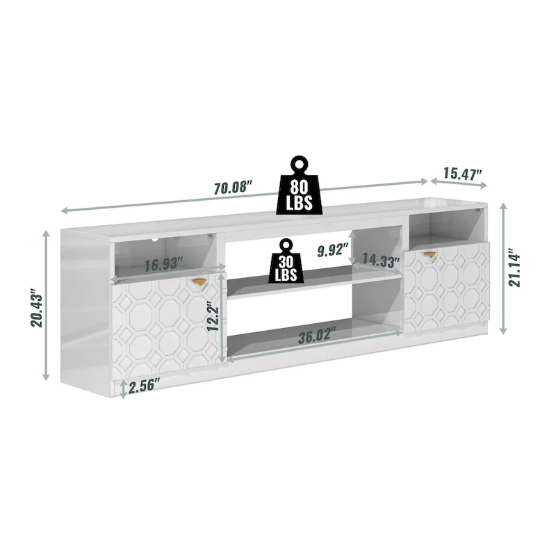 Clihome 70 High Gloss TV Stand