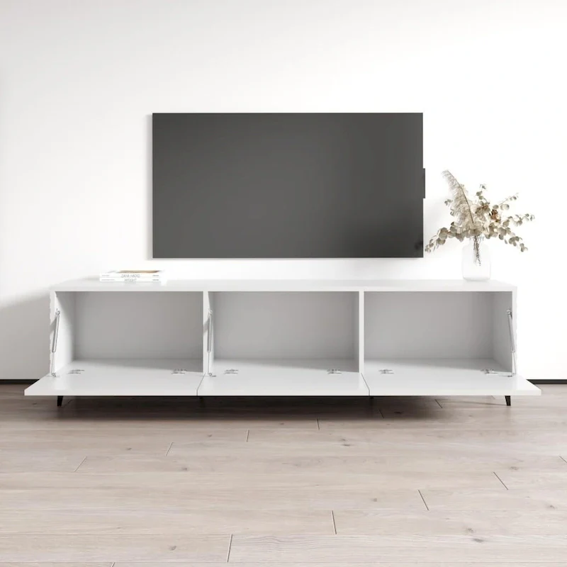 Black / White Modern Matte TV Stand – Single