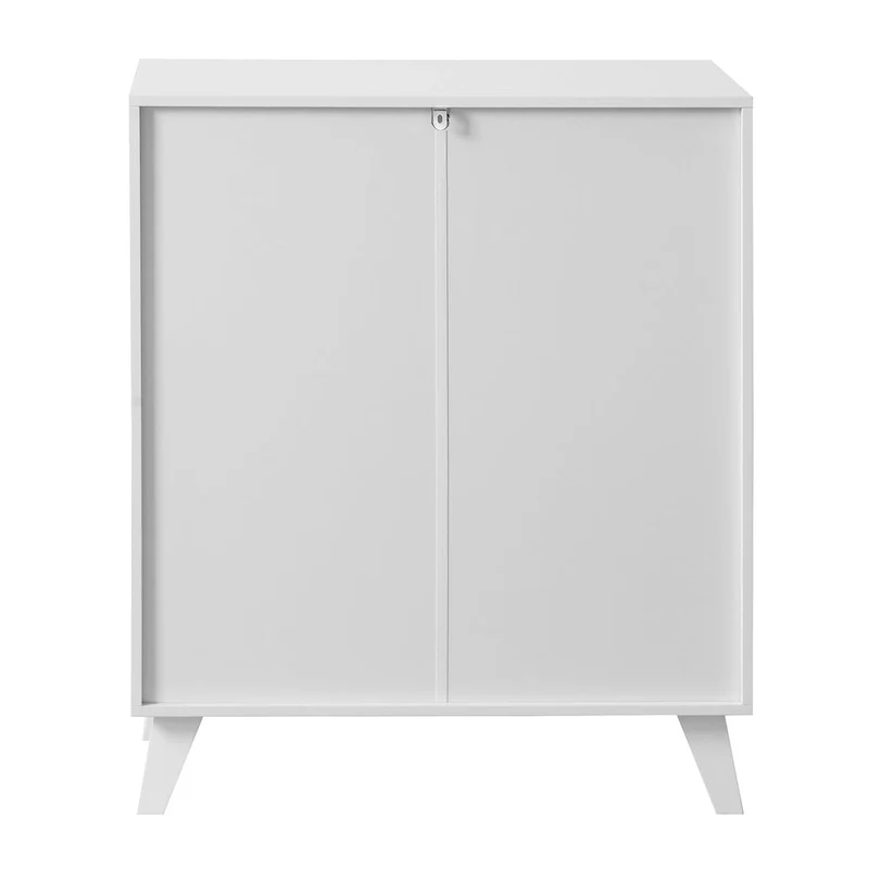White 2-Door Cabinet with Glass Doors - Adjustable Shelf