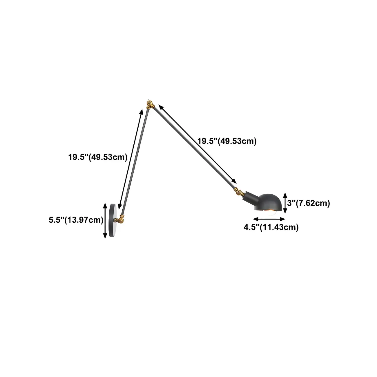 Adjustable Industrial Dome Swing Arm Wall Light