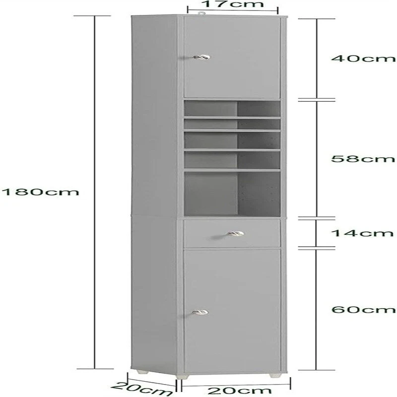 Black Bathroom Tall Cabinet - 7.87 D x 7.87 W x 70.87 H
