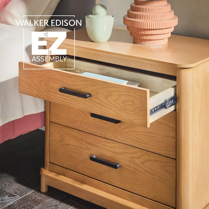 Walker Edison 3-Drawer Nightstand with Ultra-Easy Drawer Assembly