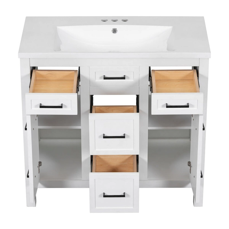 Bathroom Vanity Cabinet with Resin Integrated Sink