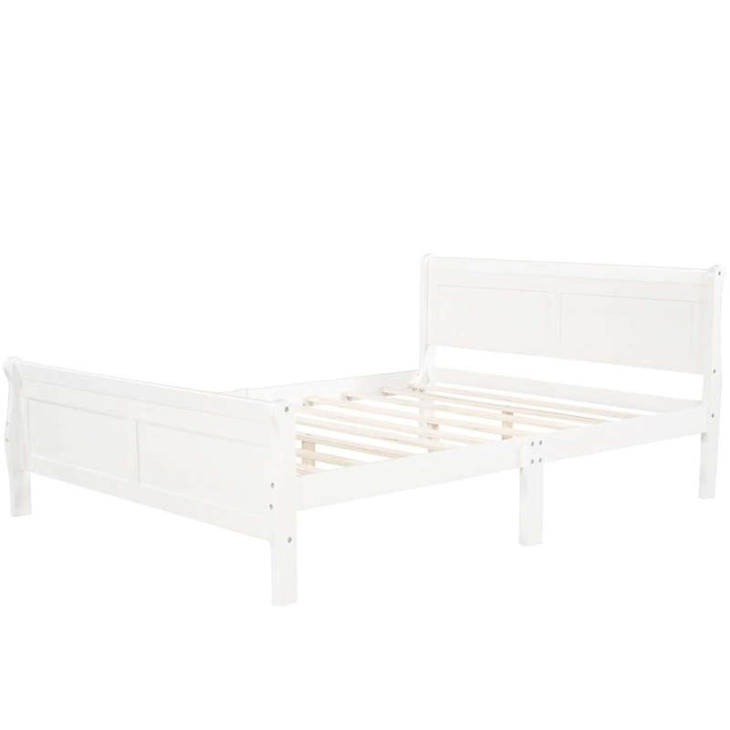 Twin/Full/Queen Wood Frame Sleigh Bed with Footboard