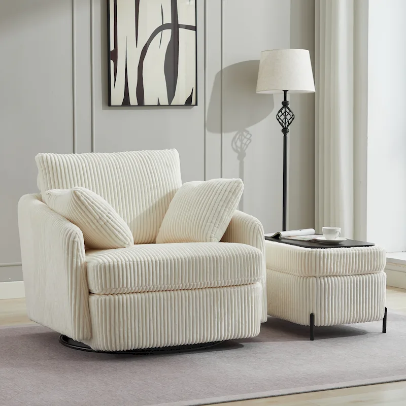 40.6 W Upholstered Swivel Accent Sofa Chair With Pillows