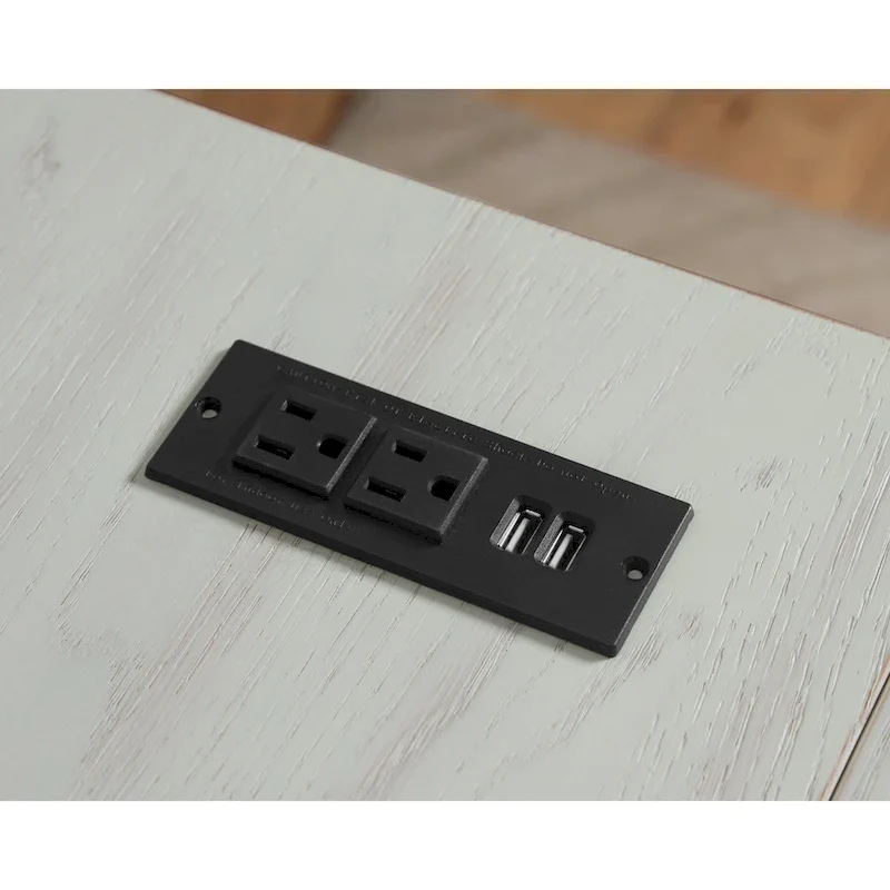 Haley Farmhouse 59-inch Metal L-Shaped Computer Desk with USBs by Furniture of America