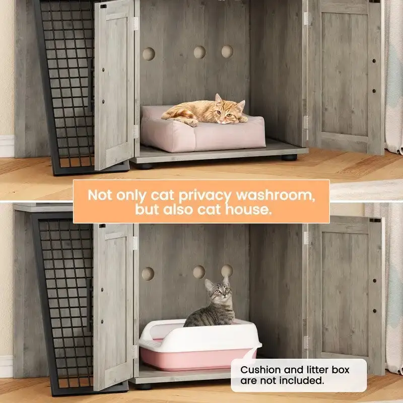 Cat Litter Box Enclosure with Shelf Storage